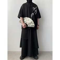 新中式纯棉刺绣春夏季2024新款短袖衬衫YT33P38，男装衬衫，星座1116-2