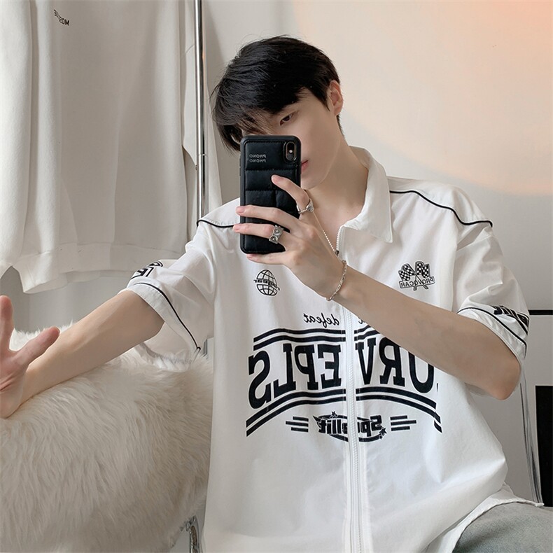 拉链款开衫日系衬衫美式小众百搭男女同款上衣HY332TP45控69图片