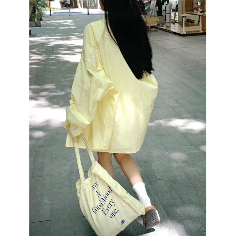 条纹Polo领衬衫外套女春季防晒衬衣宽松休闲开衫中长款上衣 CY06图片