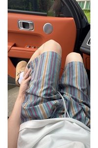2025夏季日系复古条纹冰丝短裤男五分裤子-A2126TP22无差价控38图片