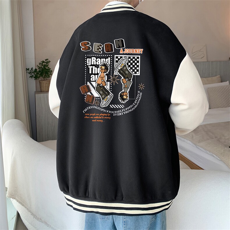 摇粒绒棒球服男大码开衫卫衣男夹克BF86282-P65,男装夹克,电商A040
