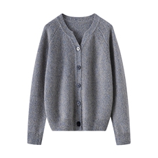 秋冬羊绒衫开衫女圆领外套毛衣宽松上衣，女装羊绒衫，暖习羊绒