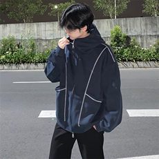 抖音得物高品质秋冬美式高街重磅结构辑明线纹理连帽卫衣外套W111，女装短外套，电商A486-1