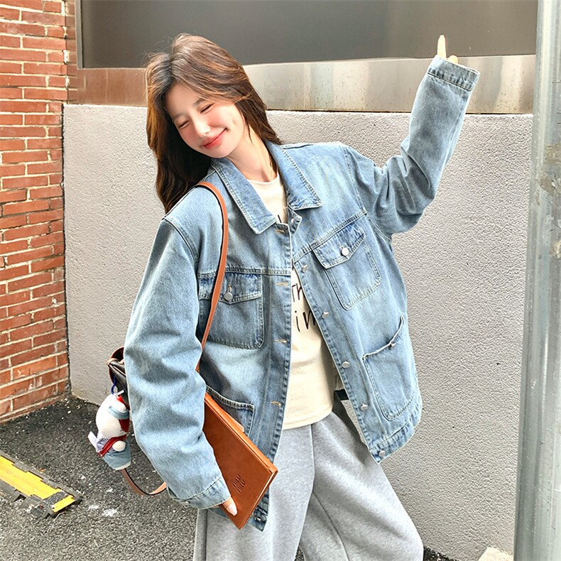 美式牛仔派克羽绒服女冬新款超火好看高级小众加绒加厚工装短外套,女装派克服,2C277