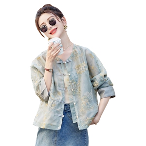 新中式外套女夏2025小个子新款百搭刺绣唐装薄外套防晒衣上衣图片