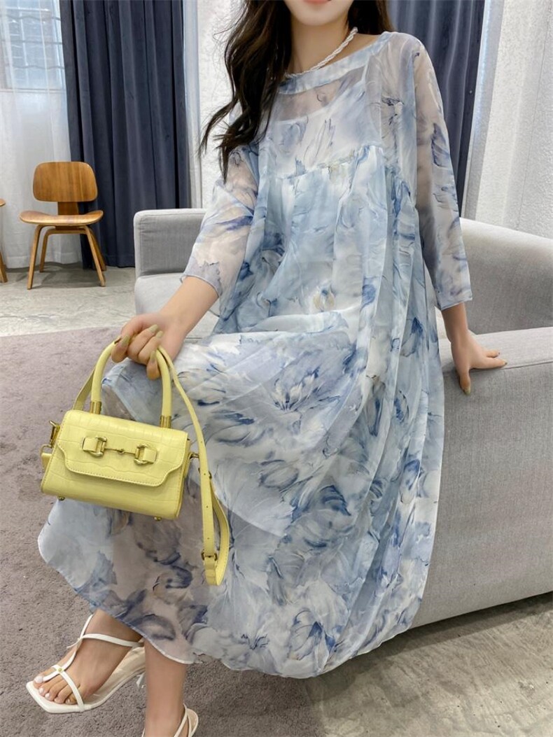 YCJ桑花邹两件套连衣裙，女装连衣裙，YCJ