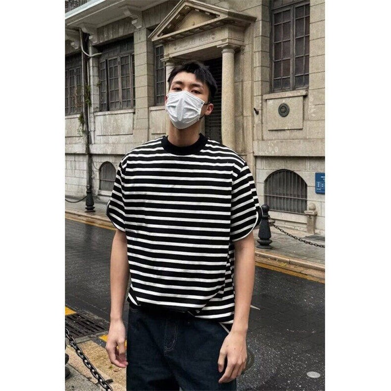 复古cityboy条纹短袖t恤男夏季ins潮牌小领口情侣半袖A1455-P38,男装T恤,星座1008