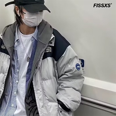 日系男女撞色拼接棉服男冬季潮牌美式高街宽松加厚棉衣外套原宿，男装棉衣，星座506A