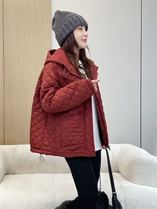 2025冬装新款修身保暖时尚菱形格个性女士棉服外套图片