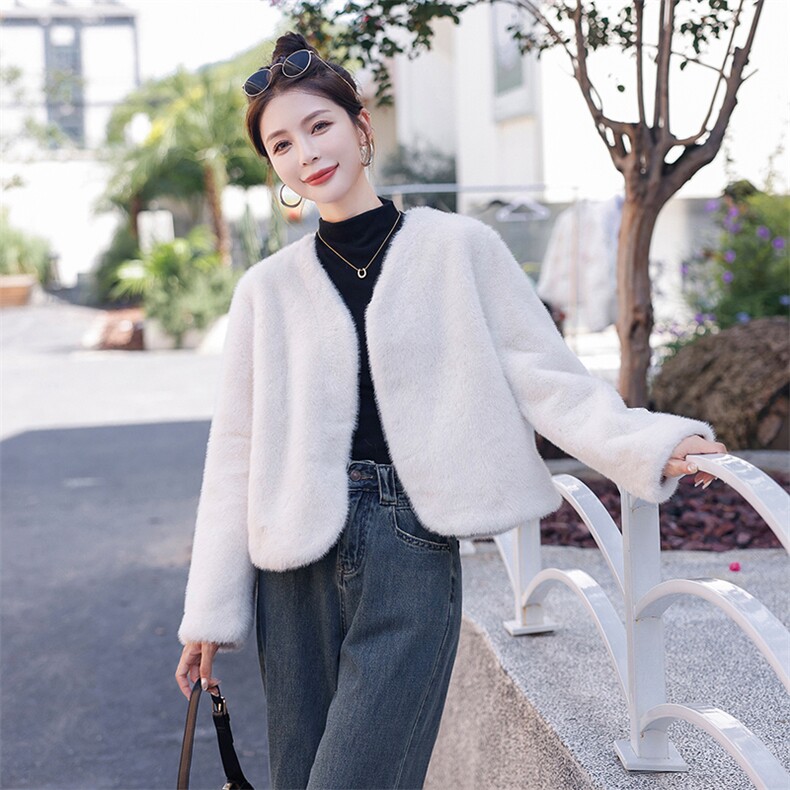 2023年秋冬季新款皮毛一体外套女,女装羊羔毛/颗粒绒,秋水欣儿