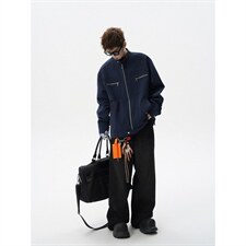 26春装高品质老钱风立领夹克外套男女美式潮牌拉链工装风宽松上衣，男装夹克，电商A486