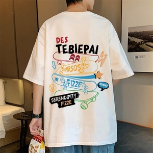 wassup happy短袖t恤男夏季潮流纯棉宽松半袖上衣滑板印花体恤衫图片