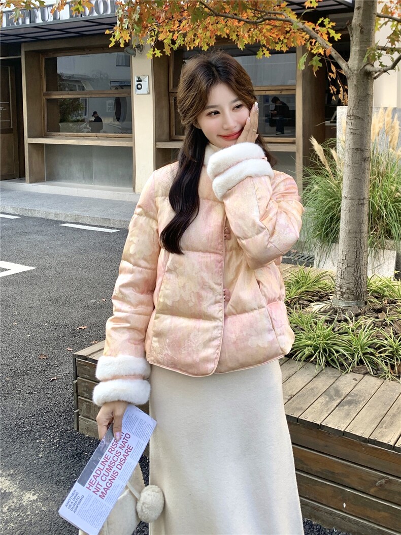 2025年冬季短款新中式短款羽绒服50白鸭绒RF2C290-7802#-P325-K42,女装羽绒服,蝶眷