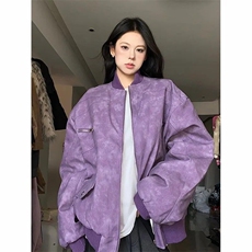 宽松棒球服外套秋冬新款百搭高级感PU皮机车夹克男女JKF223，男装夹克，星座516A