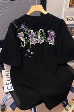 重磅美式拉链纯棉短袖绣花t恤男夏季新款万针刺绣上衣S9386-特P43，男装T恤，星座610B-1