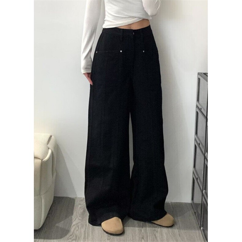 美式复古慵懒松弛感牛仔裤女高街新款2025春秋直筒阔腿裤K295,男装牛仔裤,星座1116A（原606A-3）