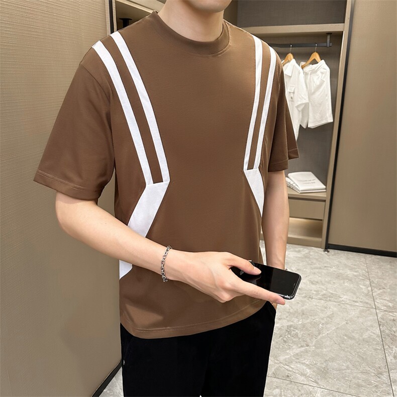 2024夏季新款创意拼接宽松圆领短袖T恤男2310-p68控98,男装T恤,电商D303
