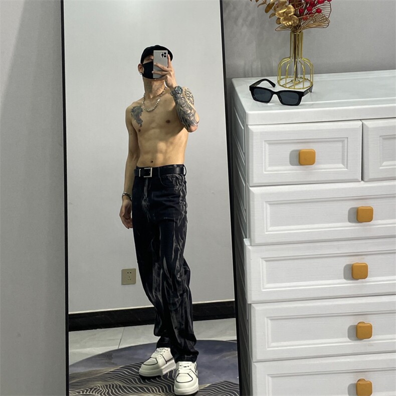 原宿百搭潮流气质夏季简约青春流行潮长裤新款JX1311-P50，男装牛仔裤，星座1109-3