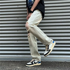 染黄泥色牛仔裤男韩版潮流破洞高街2023夏季新款ins长裤RK340-P39，男装牛仔裤，星座412-3