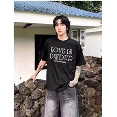 小众设计立体珍珠泡珠字母短袖T恤夏季男潮牌高级圆领体恤，男装T恤，星座410-7
