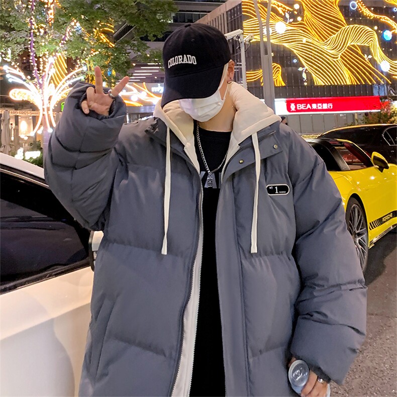 现货抖音得物二开三防加厚假两件拼接连帽棉衣冬季棉服LL9999,男装棉衣,电商A486