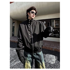 春季小众纽扣设计立领飞行员夹克短款美式外套-JK04-网图，男装夹克，星座1002-2