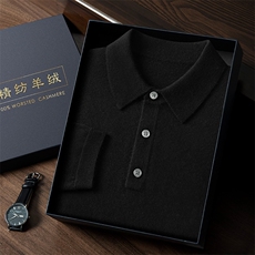 新款纯色针织Polo领时尚百搭，男装针织衫/毛衣，曼云男装羊绒