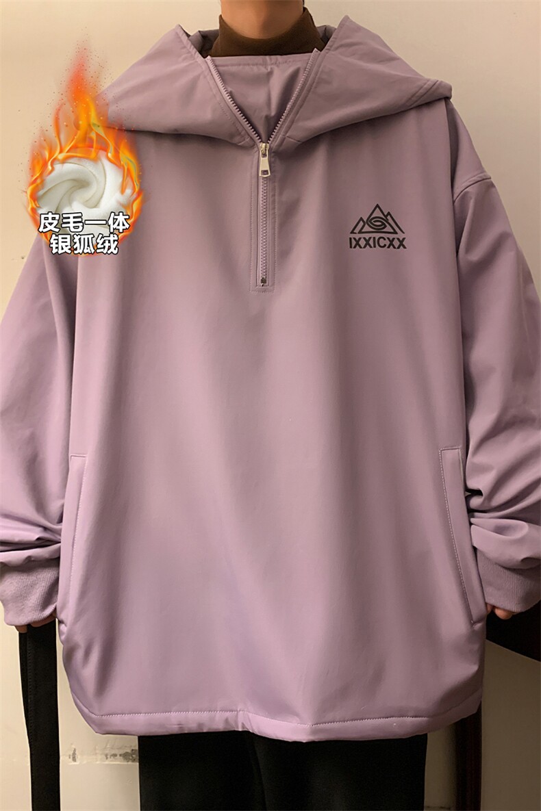 冬款时尚潮防风防水兔耳朵滑雪服男保暖银狐绒设计感外套M38-P125,男装棉衣,电商A001-1