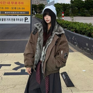 1506-1/My2581/P89冬季男女同款十字架贴皮刺绣情侣外套美拉棉服