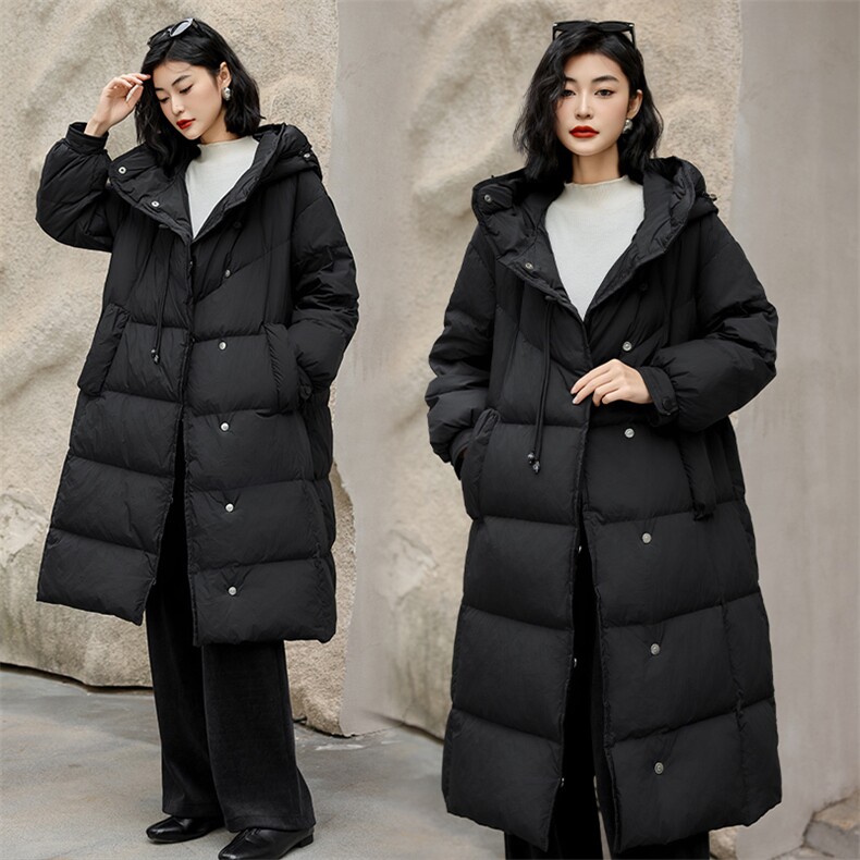 现货现货现货24冬季新款90白鸭绒长款直筒型羽绒服,女装羽绒服,阳光伊恋