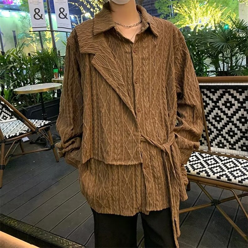 复古提花衬衫男女长袖时尚设计感镂空上衣夏季潮流痞帅衬衣-C0255,男装衬衫,星座601-2