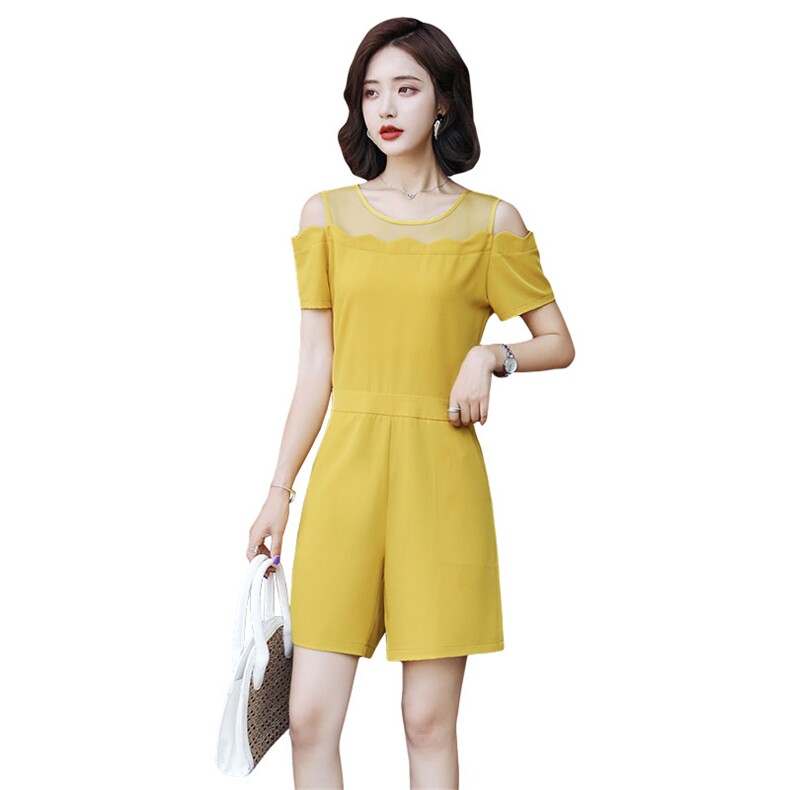 连体裤2021年夏季纯色短袖修身显瘦百搭潮流简约个性,女装休闲裤,贵人树