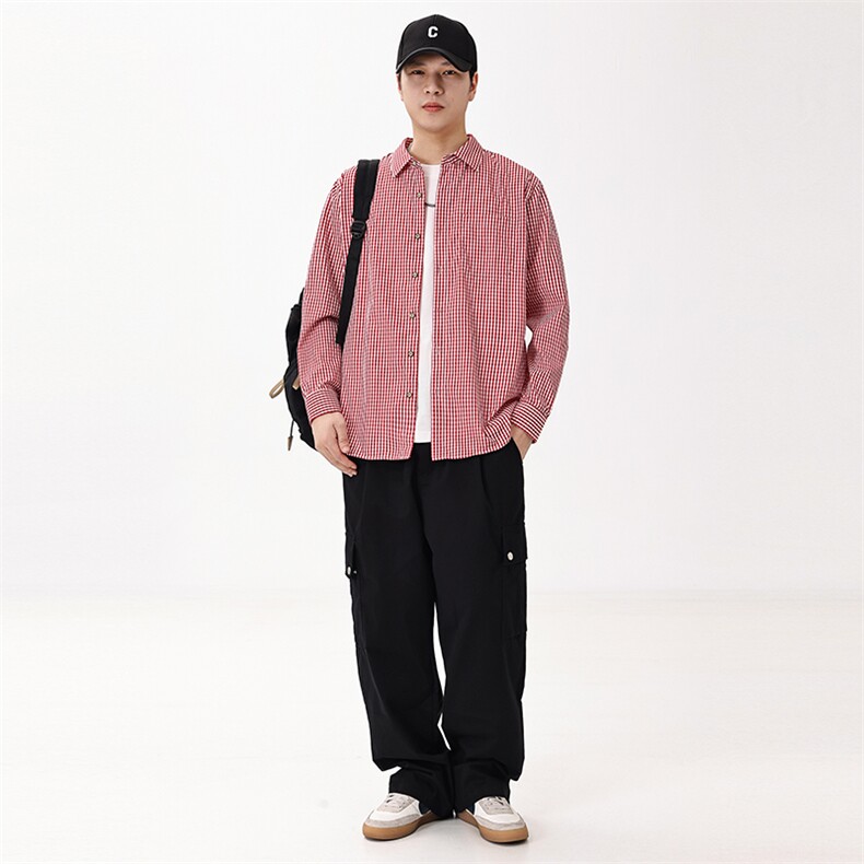 新款(跨境货源）长袖条纹衬衫男宽松休闲上衣,男装衬衫,星座1107-1