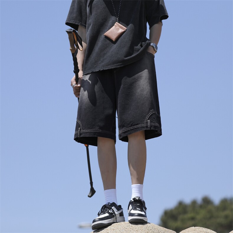 美式牛仔短裤男生夏季薄款潮牌高街外穿五分中裤DK836-特批-35,男装牛仔裤,星座718-1