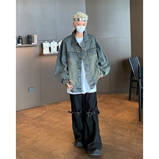 牛仔外套男士韩版潮流高街帅气百搭宽松2024秋冬ins夹克W5942-P59，男装夹克，星座412-2