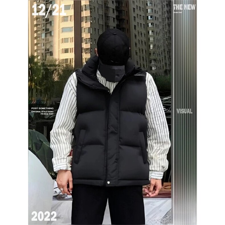 现货5W件冬季三防硬挺boxy短款立领棉衣马夹外套加厚马甲保暖棉服,男装棉衣,电商A443