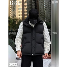 现货5W件冬季三防硬挺boxy短款立领棉衣马夹外套加厚马甲保暖棉服，男装棉衣，电商A443