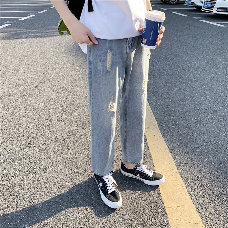 2021男新款日系港风牛仔裤破洞休闲男女裤子714,男装牛仔裤,星座1404-3