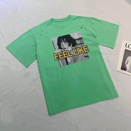 韩版洗水磨烂工艺T，女装，LOVELS