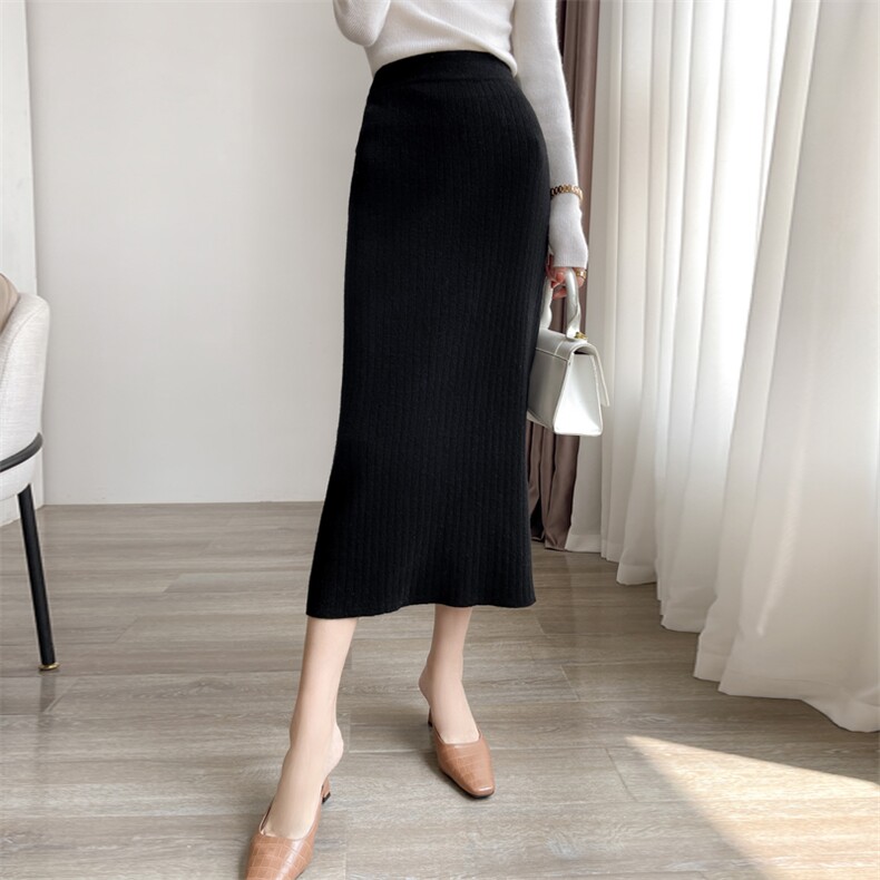 2024年秋季羊毛包臀半身裙气质纯色休闲，女装半身裙，丹芙娇羊绒