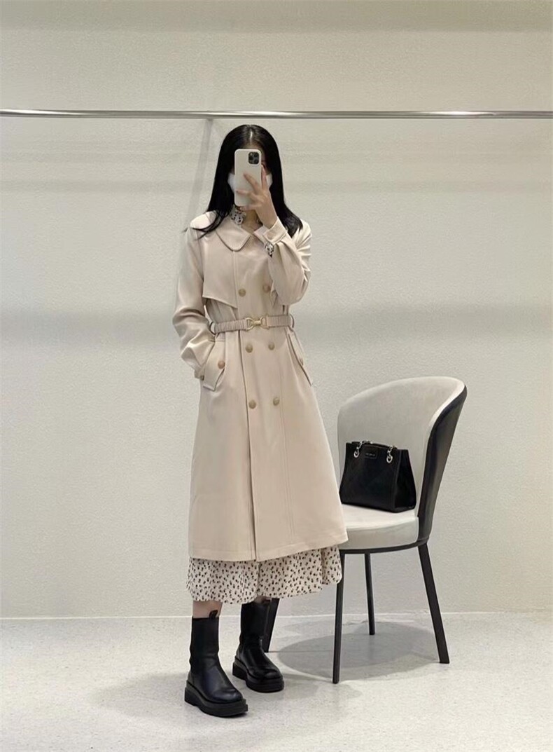 2021新品英伦风长款风衣,女装风衣,小车家