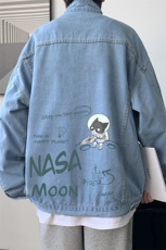 NASA联名同款牛仔夹克男大码牛仔外套男茄克NJ77187-P60，男装夹克，电商A040