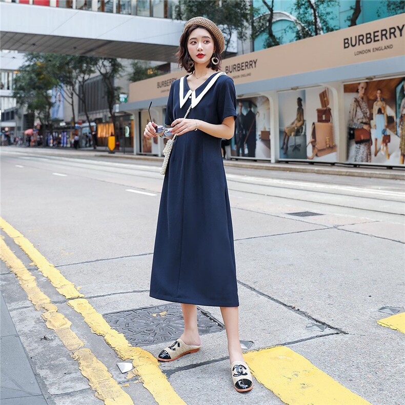 2021年夏季时尚潮流舒适简约个性中长款连衣裙,女装连衣裙,辉之琳
