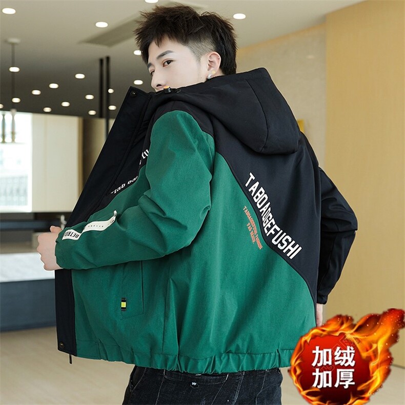 冬季斜拼棉服男模特加厚夹克风衣保暖外套工装棉衣黑867加绒,男装夹克,星座1207