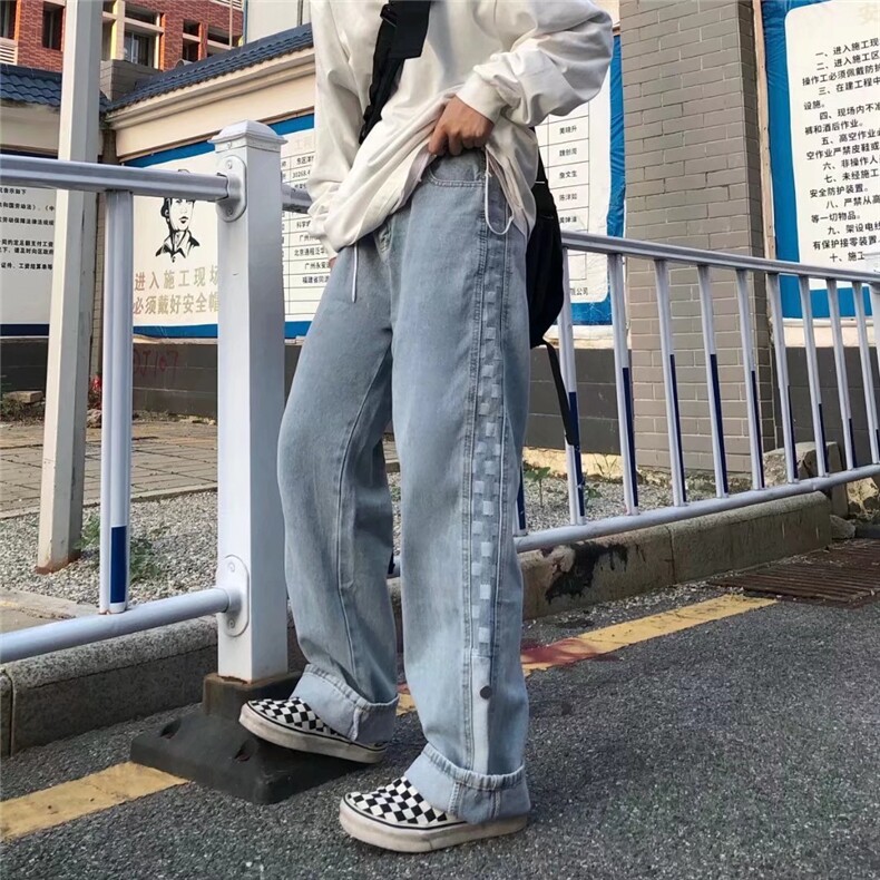 美式高街复古牛仔裤男嘻哈hiphop直筒宽松坠感垂感长裤HN915-P40,男装牛仔裤,星座1008-2