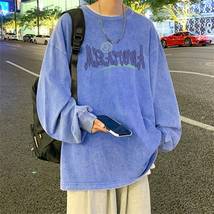 直播品质 重磅纯棉 美式蜡染水洗做旧潮牌宽松长袖t恤 CT378特P38图片