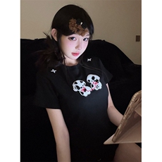 H0876-P35毛巾绣+刺绣正肩修身显身材百搭短袖T恤，女装T恤，星座617A-2