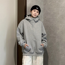 抖音得物高品质二开25秋冬美式重磅宽松纯色连帽拉链高领卫衣W65，男装卫衣，电商A486