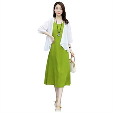 2021夏季新款简约优雅时尚气质圆领显瘦休闲舒适两件套，女装套装/套裙，香香