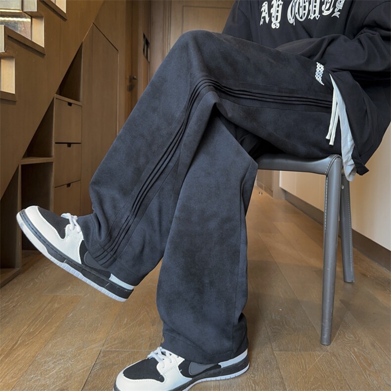 男士休闲裤男生秋冬季美式潮牌直筒宽松脏脏长裤男款K0176P42,男装休闲裤,星座1107